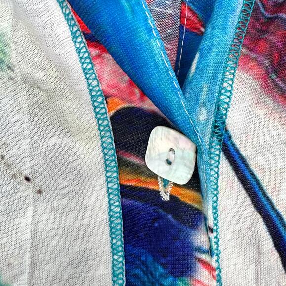 Parsley & Sage Womens Button Blouse Tunic Top Size XL Artsy Watercolor Flowy - Picture 4 of 7